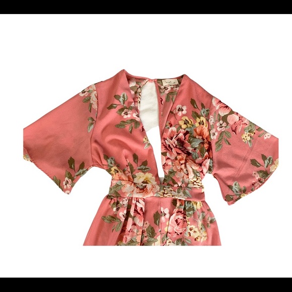 Retro One-Piece Rose Floral Skirt/Short Jumpsuit - Picture 5 of 5